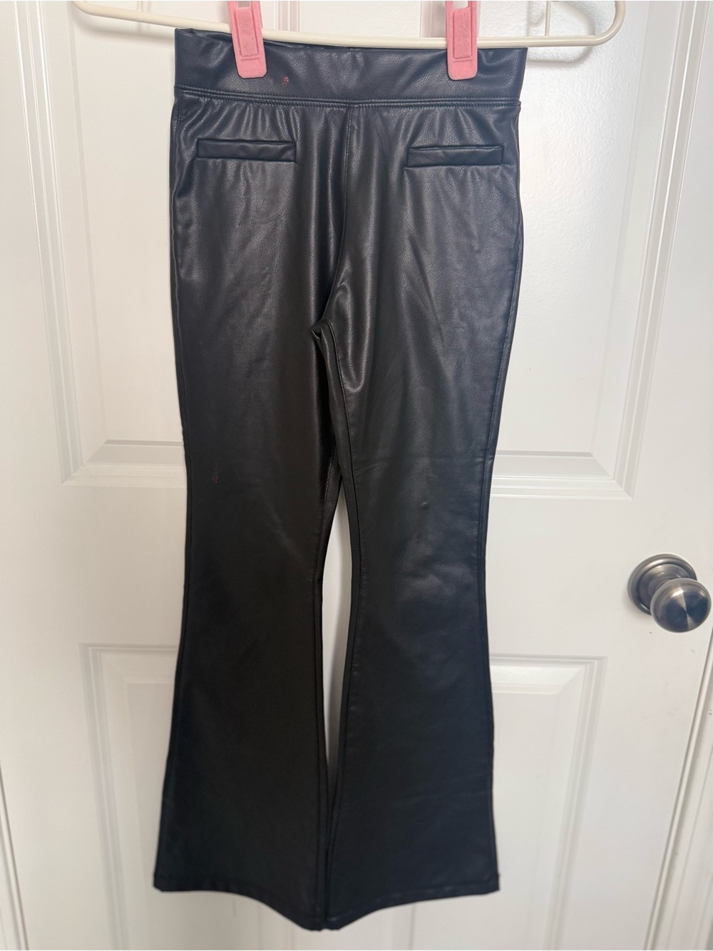 Zara Black Faux Leather Flared Kids Pants